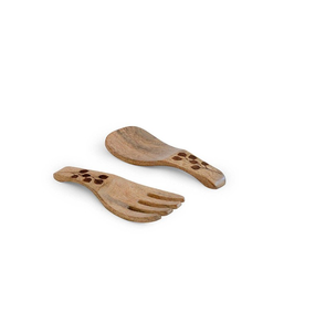 Cuillère à salade en bois naturel personnalisée, design attrayant, couverts en bois pour accessoires de cuisine, serveur de fruits et de salades - Product Image 1