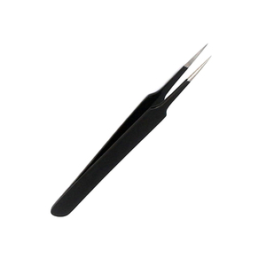 แหนบขนตาเคลือบสีดำแหนบปลายแหลมแบบตรงปลายแหลมแหนบขนตาสแตนเลสพร้อมบรรจุภัณฑ์แบบกำหนดเอง - Product Image 2