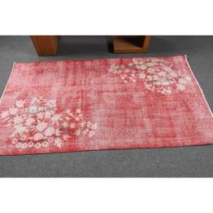 Tapis vintage d'inspiration orientale turque rouge, 3,5 x 6,3 pieds - Product Image 3