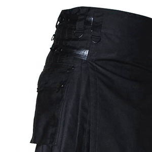 Customized <b>Black</b> Gothic <b>Kilt</b> <b>Mens</b> Traditional Scottish Long Fashion Plus Size Utility <b>Kilt</b> With Leather Straps - Product Image 4
