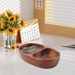 Solid Wood Serving Tray Compartments Salad Bowl Serving Trays Oval Platters for Party Breakfast Decorative Food <b>Small</b> Trays - Product Image 3