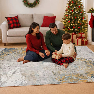 Tapis d'intérieur modernes Shufu, lavables en machine, antidérapants, anti-allergiques, ensembles de tapis imprimés en flanelle, tapis abstraits en polyester - Product Image 1