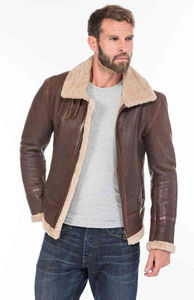 Veste en cuir pour homme de qualité supérieure, col montant, doublure en fourrure chaude, coupe confortable, style moderne, vêtements d'extérieur d'hiver - Product Image 5