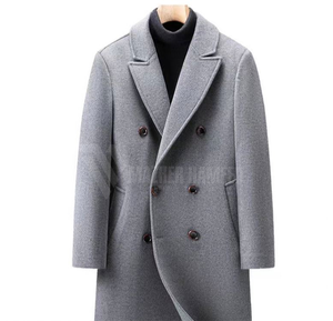 เสื้อโค้ทขนสัตว์กระดุมสองแถวแบบสลิมฟิตเสื้อโค้ทตัวยาวแบบลำลองระบายอากาศได้ดีเสื้อโค้ทที่เป็นทางการของผู้ชายหรูหรามาใหม่2025 - Product Image 1