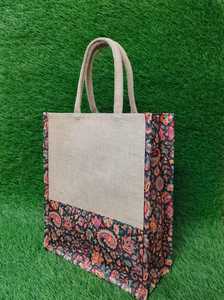 Bolsas de compras de yute de alta calidad con patrón de impresión de moda Bolsa de yute reutilizable Solución de almacenamiento hecha a mano - Product Image 6