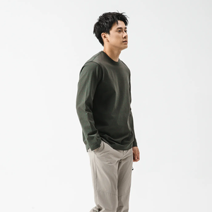 ผลิตในเวียดนาม เสื้อยืดแขนยาวผ้าเจอร์ซีย์เนื้อผ้าฝ้าย 100% ระบายอากาศได้ดี สวมใส่สบายสำหรับผู้ชาย - Product Image 1