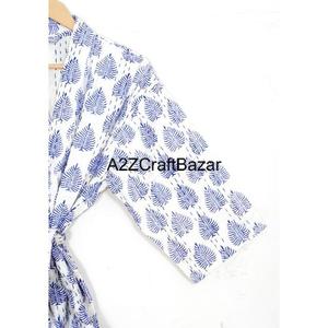 A2ZCraftBazar Veste kimono matelassée réversible en coton 100% imprimé à la main avec des motifs floraux, boutons recouverts - Design indien d'automne - Product Image 3