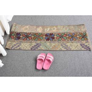 Alfombra de lana marrón Vintage de 1,3x3,4 pies, clásica, turca, área grande, rectángulo, patrón abstracto, respaldo de látex para pasillo, alfombra para habitación - Product Image 5