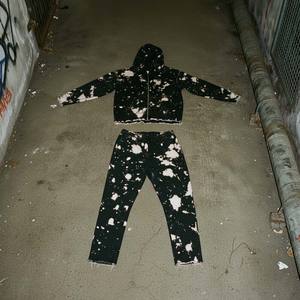 Heavy Weight 400GSM Cotton Fleece Acid Wash Solid Eco-Friendly Tracksuit Custom Logo Distressed <b>Bleach</b> Dye Pullover <b>Hoodie</b> - Product Image 2