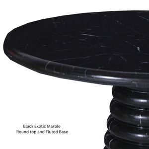 Mesa de comedor redonda de mármol con base escultural acanalada para aplicaciones residenciales y comerciales en casas modernas, villas y hoteles. - Product Image 4