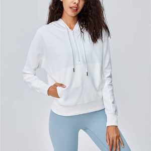 Sudadera con capucha para mujer 100% algodón de alta calidad con logotipo personalizado pulóver señoras Sudadera con capucha recortada ropa de entrenamiento de gimnasio 2025 - Product Image 3