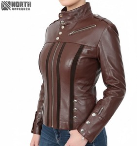 Chaqueta de cuero de invierno 2025 para mujer, tejida, transpirable, personalizable, de alta calidad - Product Image 1