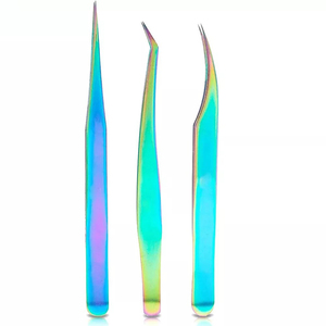 Gran oferta, pinzas para extensión de pestañas, colores del arco iris, pinzas para pestañas rectas de acero inoxidable, herramientas de maquillaje - Product Image 3