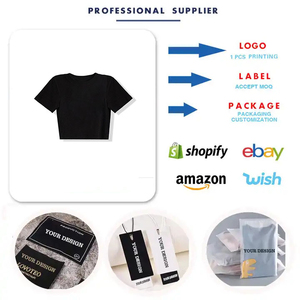 Crop top personnalisé avec logo, t-shirts en coton, crop top en coton, t-shirts à col rond pour femmes, t-shirts à col rond - Product Image 2