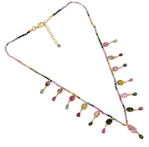 Collar de Turmalina con Cuentas Chapado en Oro sobre Plata 925 - Joyería de Piedra Natural Colorida 3g Estilo Original Jaipur - Product Image 2