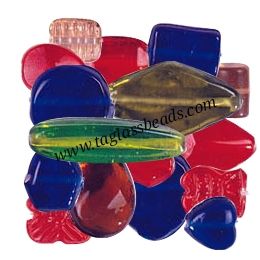 Vente en gros 14x20mm bande de pierre dorée forme ovale perles de verre Murano au chalumeau multicolore rouge opaque foncé pour la fabrication de bijoux - Product Image 6