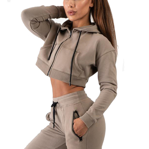 Haut court à capuche personnalisé pour femme, col montant, demi-zip avant, manches longues, en toile, style pull-over, nouvelle collection automne - Product Image 6