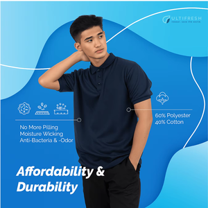 Ultifresh-T-shirt unisexe décontracté double piqué pour polo, tissu en laine respirant haut de gamme, motif solide brodé, technique unie - Product Image 3