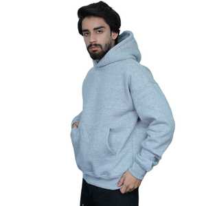 Felpe con cappuccio in cotone 100% con stampa e tinta unita felpe da uomo stile invernale caldo abbigliamento alla moda in grigio - Product Image 5