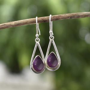 Pendientes colgantes de Plata de Ley 925 sólida de tendencia, joyería colgante de piedras preciosas de amatista para mujeres y niñas para fiestas - Product Image 5