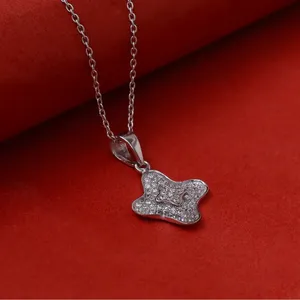 Collier Pendentif Art Palace en Argent 925 Plaqué Rhodium avec Cristal Géométrique et Strass Micro-Sertis, Chaîne Maille Forçat, Cadeau de Luxe pour Femme - Product Image 2