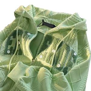 Sudadera con capucha de invierno de lana de algodón 100% personalizada a la moda, ropa informal de manga larga con patrón estampado, teñido liso, para invierno - Product Image 5