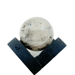 Wholesale Natural Healing <b>Crystals</b> <b>Spheres</b> Gemstones Balls Black Rutiated Quartz Round Stones Crafts Home Decor Christmas Gifts - Product Image 1