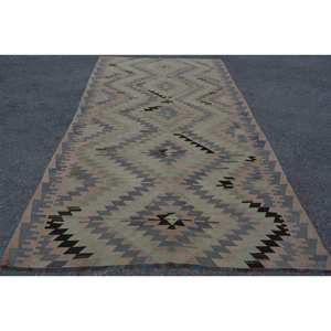 Ethnique Beige Noir 5.9 X 10.4ft Tapis Turc Fait Main Moderne Laine Polyester Patchwork Design pour Chambre Latex Haute Qualité - Product Image 1