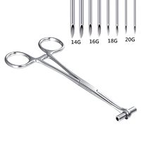 100 Aiguilles de Piercing Corporel Mixtes 14G 16G 18G 20G en Acier Inoxydable Stériles Jetables pour Oreille, Nez, Nombril, Mamelon, Lèvre