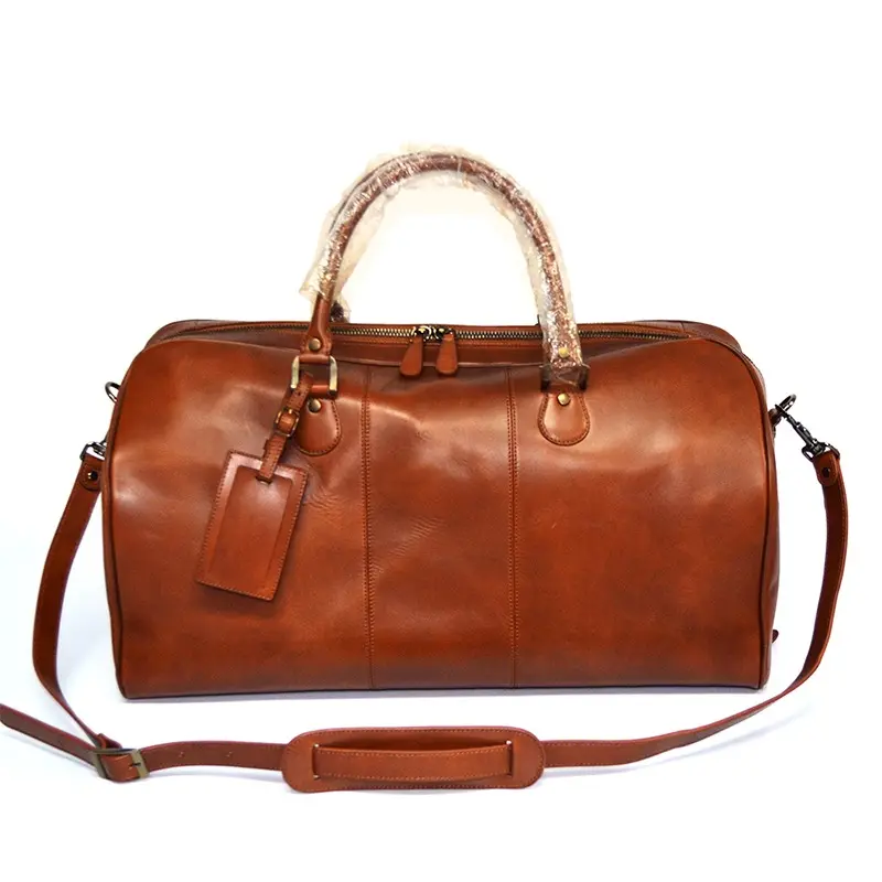 New Cheap Price Luxury Men Premium Leather Outdoor Travel Duffel Weekender Duffle Bags
