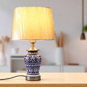 Lampe de table en céramique bleue poterie éclairage décoratif fait à la main lampe de table en céramique poterie bleue artistique décor artisanal - Product Image 1