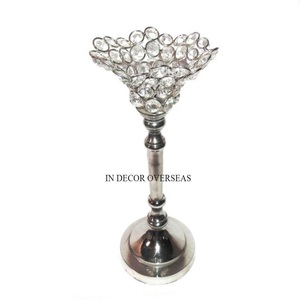 Set Of 2 <b>Gold</b> Plated Metal Base Stand For Crystal Beaded Round Shape <b>Candle</b> <b>Stick</b> Holder Votives Table Centerpiece & Decoration - Product Image 5