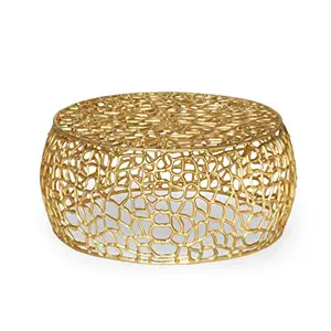 Aluminum Coral Round Table in Gold Color Office decoration & Sculpture Decorated Table Modern Home Living Coffee Serving Tables