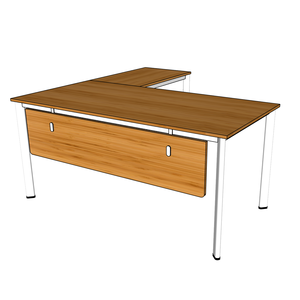 BFOB010-Simple Design <b>Bamboo</b> L-Shaped Computer <b>Table</b> 160x160cm with Adjustable and Extendable Iron Legs and Drawer - Product Image 4