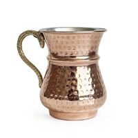 Pichet en cuivre authentique et durable, martelé à la machine, 250 ml, style campagnard vintage, avec poignée de classe Shark Anatolia, pour servir l'Ayran