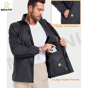 Veste de pluie pliable pour homme, imperméable, légère, coupe-vent, cyclisme, golf, randonnée, imperméable réfléchissant avec capuche - Product Image 5