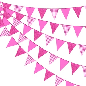<span class=keywords><strong>Guirlande</strong></span> triangulaire personnalisée en papier <span class=keywords><strong>rose</strong></span>, à paillettes, motif léopard et carreaux, pour la décoration de fête d'anniversaire ou de baby shower - Product Image 1