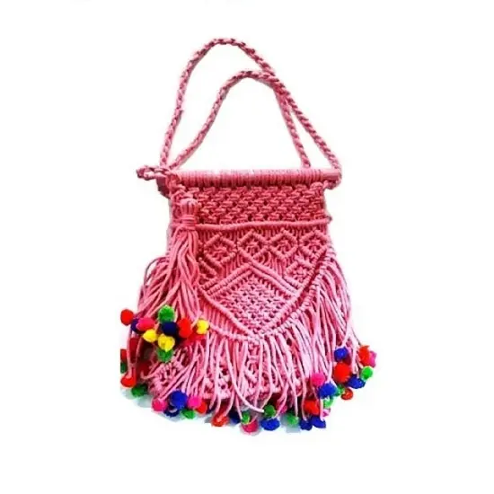 Новое поступление, плетеные вручную сумки-Макраме с помпонами и кисточками, пляжная сумка ручной работы для покупок, качественная ручная работа для девочек