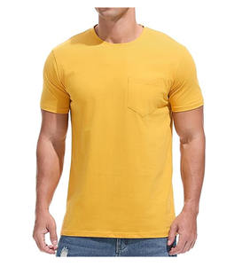 T-shirt pour homme à manches courtes, coupe ajustée, en tricot teint en fil, col rond, avec logo et impression personnalisés, tissu respirant et écologique - Product Image 4
