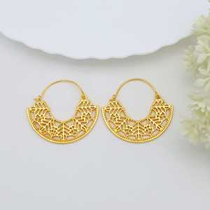 Exclusive <b>Top</b> Choice Hoop <b>Earring</b> 18k Gold Plated Brass <b>Earring</b> Filigree Texture Handmade Hoop <b>Earring</b> Wholesale Womens <b>Earring</b> - Product Image 3
