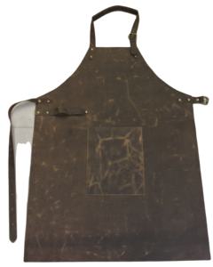 Tablier en cuir de buffle de qualité supérieure fait à la main, personnalisable, vintage, marron, à boucle élégante, large bavette en coton - Product Image 3