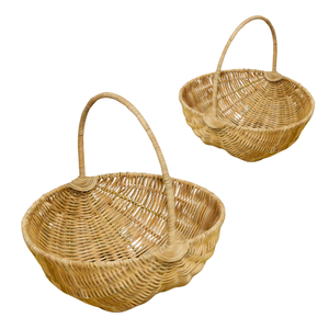 Panier de pique-nique en rotin léger du Vietnam avec poignées de transport faciles pour la cueillette des fruits et le stockage des aliments - Product Image 1