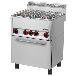 Cucina a Gas a 4 Fuochi con Forno Elettrico GN 1/1 66 con Ventilatore - Categoria Prodotto: Cucine - Product Image 1