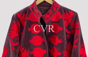 Manteau en velours de style chinois, col mandarin, broderie florale à la main, grande taille, vêtements d'extérieur d'hiver pour femmes - Product Image 2