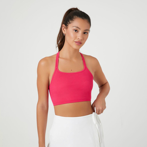 Wholesale <b>Cross</b> Back Yoga Seamless Solid Sports Bra Breathable Fitness Workout Gym <b>Tops</b> Sports Bra for Women - Product Image 6