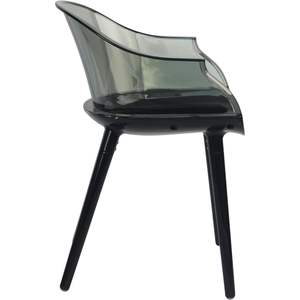 Set di 4 Sedie da Pranzo Moderne in PC Traslucido Nero Fumé, Sedie da Sala da Pranzo Nere Solide e Trasparenti - Product Image 4