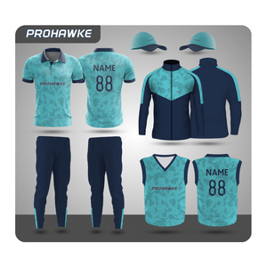 Conjunto de uniforme de cricket Ropa deportiva con nombre del equipo Logotipo de color y opciones de tamaño Nunca se decolora Color comodidad Camisas Jersey - Product Image 1