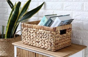Wholesale Cheapest Set of 2 Natural Water Hyacinth Storage <b>Baskets</b> for Home and Storage Handmade From Vietnam - Product Image 3