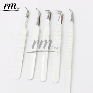 Pince à épiler pour cils en acier inoxydable, avec Logo personnalisé, produit de luxe blanc avec couleur argent, bon marché, vente en gros - Product Image 6