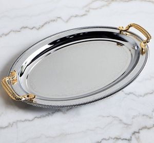 Lustrix Black Rectangular Tray With Elegant Design Titan Lighting <b>Twig</b> Handle Different Metal Handicraft <b>Decorative</b> Tray - Product Image 6